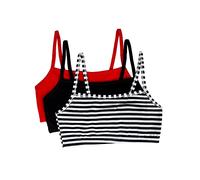 Fruit of the Loom Lot de 3 Soutiens-Gorge de Sport pour Femme, Skinny Stripe/Teinte Noire/Rouge Hot, 100