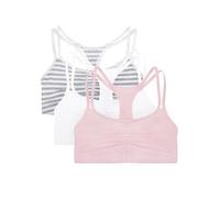 Fruit of the Loom Lot de 3 Soutiens-Gorge de Sport Spaghetti, Opaque, Rayures Fines/Blanc/Rose pâle, 110 Femme