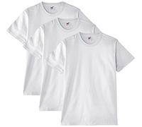 Fruit of the Loom Lot de 3 t-shirts à manches courtes et col rond en coton épais pour homme, blanc, XL