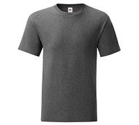 Fruit of the Loom Lot de 3 t-shirts Iconic T pour homme - Taille S à 5XL - Taille M - Couleur : gris foncé chiné, Gris foncé, M