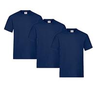 Fruit of the Loom Lot de 3 t-shirts pour homme Taille M (3 x bleu marine) Avec 1 bloc-notes HL Kauf
