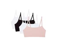 Fruit of the Loom Spaghetti Strap Cotton Pullover Sports Bra Value Pack Soutien-Gorge, Opaque, Blushing Rose/Blanc/Noir Lot de 4, 40 Femme