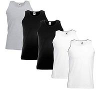 Fruit of the Loom - Lot de 5 débardeurs homme - Multicolore - 2 Noir, 2 Blanc, 1Gris - 38/40 -Taille M