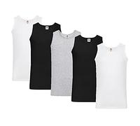 Fruit of the Loom Lot de 5 gilets légers pour homme, 2 x blanc, 2 x noir, 1 x gris + 1 bloc-notes Hl-kauf, L