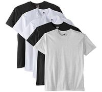 Fruit of the Loom Lot de 5 t-Shirts à Manches Courtes pour Homme, Blanc/Blanc/Noir/cendré, S