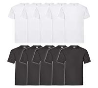 Fruit of the Loom Lot de 5 t-shirts à manches courtes Valueweight pour homme, noir/blanc, 5XL