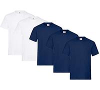 Fruit of the Loom Lot de 5 T-shirts en coton épais pour homme, Tailles M L XL XXL 3XL, différents assortiments de couleurs, L
