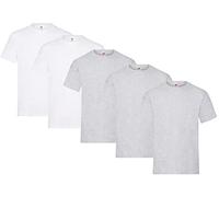 Fruit of the Loom Lot de 5 T-shirts en coton épais pour homme, Tailles M L XL XXL 3XL, différents assortiments de couleurs, M