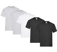 Fruit of the Loom Lot de 5 T-shirts en coton épais pour homme, Tailles M L XL XXL 3XL, différents assortiments de couleurs, XXXL