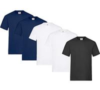 Fruit of the Loom Lot de 5 T-shirts en coton épais pour homme, Tailles M L XL XXL 3XL, différents assortiments de couleurs, L