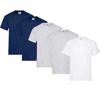 Fruit of the Loom Lot de 5 T-shirts en coton épais pour homme, Tailles M L XL XXL 3XL, différents assortiments de couleurs, M