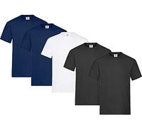 Fruit of the Loom Lot de 5 T-shirts en coton épais pour homme, Tailles M L XL XXL 3XL, différents assortiments de couleurs, M