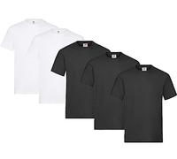 Fruit of the Loom Lot de 5 T-shirts en coton épais pour homme, Tailles M L XL XXL 3XL, différents assortiments de couleurs, XXL