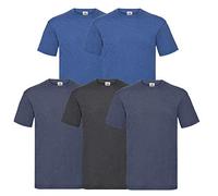Fruit of the Loom Lot de 5 t-shirts Valueweight, 2retr.royal2h.navy1d.heather, L