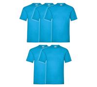 Fruit of the Loom Lot de 5 t-shirts Valueweight pour homme + sac de gym MyShirt inclus, Bleu azur + sac de gym Myshirt, S