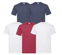 Fruit of the Loom Lot de 5 t-shirts Valueweight S M L XL XXL XXXL 3XL, 2weiß2h Navy1h Red, XL