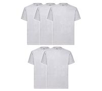 Fruit of the Loom Lot de 5 t-shirts Valueweight + sac en tissu MyShirt gratuit, couleur : gris chiné, taille : L, Sac de gym Myshirt gris chiné
