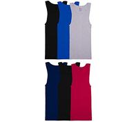Fruit of the Loom Débardeur sans étiquette sous-vêtement, Lot de 6-Couleurs Assorties, Homme