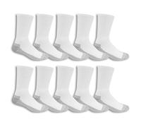 Fruit of the Loom Men's 10 Pack Everyday Work Crew Socks, White, Shoe Size: 6-12 (Sock Size: 10-13)