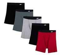 Fruit of the Loom Men's 5-Pack No Ride Up Covered Waistband Boxer Brief, Assorted,Large (Color may vary)