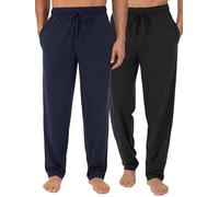 Fruit of the Loom Men's Extended Sizes Jersey Knit Sleep Pajama Lounge Pant (1 & 2 Packs) Bas de Pijama, Noir/Bleu Marine (Lot de 2), 36-41 Homme