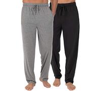 Fruit of the Loom Men's Extended Sizes Jersey Knit Sleep Pajama Lounge Pant (1 & 2 Packs) Bas de Pyjama, Ébène/chiné cendré, L (Haut) (Lot de 2) Homme