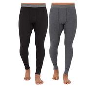 Fruit of the Loom Men's Recycled Premium Waffle Thermal Underwear Bottom (1, 2, 3, and 4 Packs), Black/Greystone Heather, X-Large