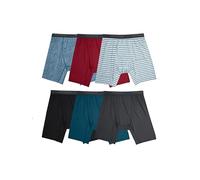 Fruit of The Loom Men's Standard Micro Stretch Boxer Briefs, Designed to Move with You, Lightweight & Moisture Wicking, Long Leg-6 Pack-Assorted Colors