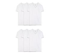 Fruit of The Loom Men's Stay Tucked V-Neck T-Shirt, Extended Sizes-White-6 Pack, 3X-Large