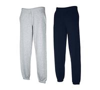 Fruit of The Loom Pantalon pour homme, 1 x gris + 1 x bleu marine profond élastique + 1 bloc-notes Hl Kauf, L