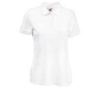 Fruit of the Loom Polo à manches courtes pour femme 65 % polyester/35 % coton - Blanc - Large (Large)