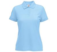 Fruit of the Loom Polo à manches courtes pour femme 65 % polyester/35 % coton - Bleu - Large (Large)