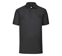 Fruit of the Loom - Polo à manches courtes pour homme, poche piquée, 65 % coton, 35 % polyester - Noir - Medium