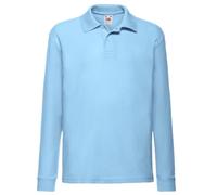 Fruit of the Loom Polo à manches longues pour enfants 65/35 - Pour garçons et filles - Facile d'entretien - Confortable - Manches longues, bleu ciel, 140