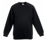 Fruit of the Loom Raglan Premium Sweat-Shirt, Noir, 10-11 Ans Mixte Enfant