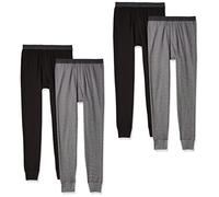 Fruit of the Loom Recycled Premium Waffle Thermal Underwear Long Johns Bottom (1, 2, 3, and 4 Packs) Bas de Pijama, Noir/Gris chiné Lot de 4, 36-41 Homme