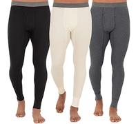 Fruit of the Loom Recycled Premium Waffle Thermal Underwear Long Johns Bottom (1, 2, 3, and 4 Packs) Bas de Pijama, Noir/Gris chiné/Naturel, 34-37 (Lot de 3) Homme