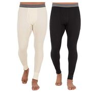 Fruit of the Loom Recycled Premium Waffle Thermal Underwear Long Johns Bottom (1, 2, 3, and 4 Packs) Bas de Pijama, Noir/Naturel, 31-35 (Lot de 2) Homme