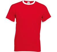 Fruit of the Loom Ringer T-shirt - Rouge - XXL