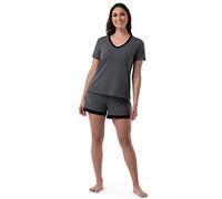 Fruit of the Loom Sleeve Tee and Shorts 2 Piece Pajama Sleep Set Ensemble de Pijama, Gris Clair, S Femme