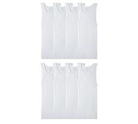 Fruit of The Loom Sleeveless Tank A-Shirt, Tag Free & Moisture Wicking, Ribbed Stretch Fabric Tricot, Lot de 8 réservoirs, Blanc, Homme