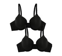 Fruit of the Loom Smooth Cotton T-Shirt Bra-Ultra-Soft, Flexible, and Invisible Under Tees Soutien-Gorge à Couverture Totale, Opaque, Teinte Noire/Teinte Noire, 42DD (Lot de 2) Femme
