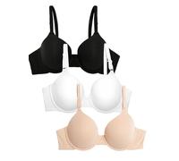 Fruit of the Loom Soutien-Gorge de T-Shirt, Opaque, Noir/Sable/Blanc, 80A (Lot de 3) Femme