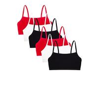 Fruit of the Loom Soutien-Gorge de Sport en Coton à Bretelles Spaghetti pour Femme, Opaque, Noir/Noir/Blanc/Rouge/Rouge/Chaud/Rouge, 40