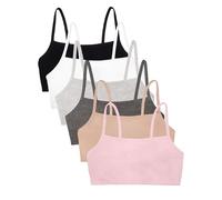 Fruit of the Loom Spaghetti Strap Cotton Pullover Sports Bra Value Pack Soutien-Gorge, Opaque, Sable/Blanc/Gris chiné/Noir/Rose pâle/Anthracite, 60 (Lot de 6) Femme