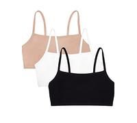 Fruit of The Loom Soutien-Gorge de Sport à Bretelles Spaghetti en Coton pour Femme - Confort Toute la journée et Mouvement Facile, Blanc/Sable/Noir, 105