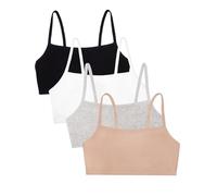 Fruit of The Loom Soutien-Gorge de Sport à Bretelles Spaghetti en Coton pour Femme, Sable/Blanc/Noir/Gris chiné, 85