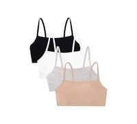 Fruit of the Loom Soutien-gorge de sport à bretelles spaghetti en coton pour femme, Sable/blanc/noir/gris chiné, 115 grande taille
