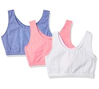 Fruit of the Loom Soutien-Gorge de Sport intégré, Opaque, Bleu chiné/Rose glacé/Blanc-Lot de 3, 50 Femme