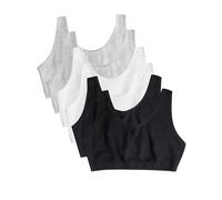 Fruit of the Loom Soutien-Gorge de Sport intégré pour Femme - Lot de 6, Noir/Blanc/Gris chiné, 46